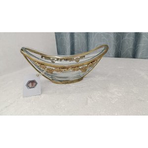 Meilleur bol en métal et verre, bol de service décoratif, et pièce maîtresse pour les collations, avec finition dorée en métal. - Product Image 1