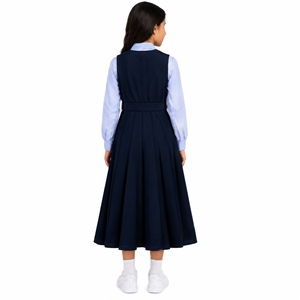 Vestido de Uniforme Escolar Azul Marino para Niñas |   Jumper plisado con camisa de manga larga |   Proveedor de Uniformes Escolares OEM y ODM - Product Image 6