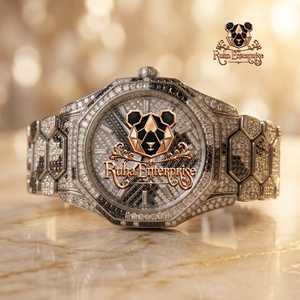 Premium <b>Mens</b> Luxury Quartz Wristwatch Moissanite Crystal Detailing Stainless Steel Composition Decorative Bezel Fashion Timepie - Product Image 2