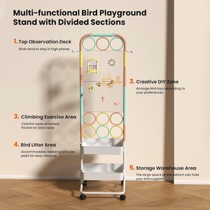 <span class=keywords><strong>Jaula</strong></span> Grande para Loros con Soporte de Juego, Columpio, Escalera y Comederos |   <span class=keywords><strong>Gimnasio</strong></span> de Actividades de Escalada Independiente para Loros y Cacatúas - Product Image 1