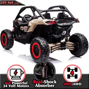 รถยนต์เด็กนั่งขับ BRP X3 24V 2 ที่นั่ง ลิขสิทธิ์แท้ ผลิตจากโพลีเอสเตอร์กันน้ำ พร้อมรีโมทคอนโทรล และดีไซน์ขับเคลื่อน 4 ล้อ สำหรับวิ่งออฟโรด - Product Image 4