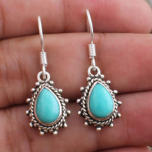 Boucles d'oreilles pendantes en turquoise naturelle, argent sterling 925, style vintage bohème du Sud-Ouest, bijoux de luxe pour mariage, fête, cadeau pour femme - Product Image 2