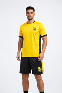 Ensemble de maillot de foot sublimé en polyester à manches courtes, col rond, et short de foot avec cordon de serrage - Product Image 5
