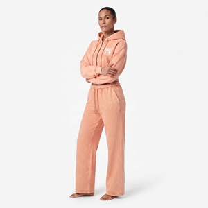 Ensemble sweat à capuche court zippé avec poche kangourou et cordon de serrage, et pantalon de jogging large, délavé à l'acide, pour femme, vente en gros personnalisée - Product Image 2