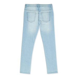 Jean en denim délavé coupe skinny pour femme, taille mi-haute, longueur intégrale, style décontracté, couleur unie, tissu en coton respirant, fabriqué au Bangladesh - Product Image 2