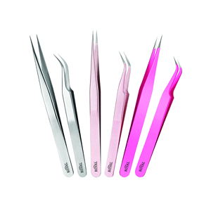 Ensemble de pinces à cils pour extensions de cils, outils de beauté, kit de cils avec pointe en fibre personnalisable en or et noir - Product Image 5