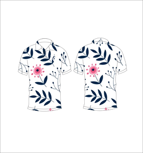 Mens White Blue Botanical Floral Polo Shirt Custom Sublimation Short Sleeve Summer Casual Breathable Lightweight Golf Shirt - Product Image 6