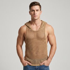 Chaleco de malla sin mangas para hombre, ligero, transpirable, de secado rápido, para verano, playa, gimnasio, con logo personalizado - Product Image 6