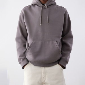Sudadera con Capucha de Felpa Beige para Hombre, de Algodón y Poliéster, con Logotipo Personalizado Bordado e Impreso, Informal de Invierno, Venta al Por Mayor - Product Image 1