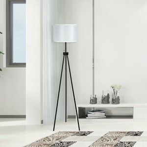 Lampada da Terra Moderna in Metallo con Treppiede e Interruttore a Catena, LED Base E27, Opzioni Paralume Nero/Bianco/Marrone - Product Image 2
