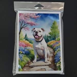American Bulldog Whimsical A7 Tamaño 5x7 Spring Garden Tarjetas de felicitación Paquete de 8 tarjetas de nota en blanco con sobres - Product Image 3