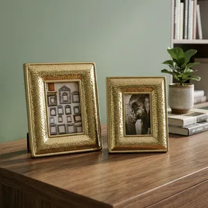 Handcrafted Hammered Metal <b>Gold</b> Photo <b>Frame</b> Rectangular Tabletop Decorative Picture <b>Frame</b> Elegant Home Office Display Gift - Product Image 5