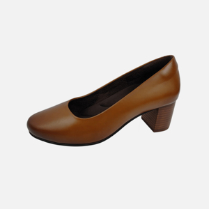 Escarpins formels pour femmes en cuir de vachette pleine fleur, semelle extérieure en caoutchouc, bout fermé, talon moyen - Product Image 4