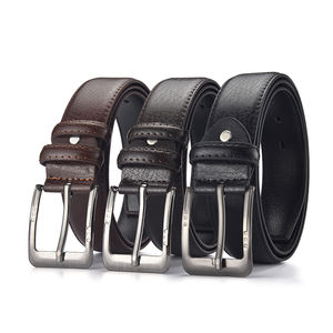 Ceinture Classique et Élégante pour Homme, Réglable, Boucle en Cuivre Noir, Motif Uni, Écologique, Vintage, Décontractée, Logo Personnalisé, Cuir de Vachette, 3,8 CM - Product Image 4