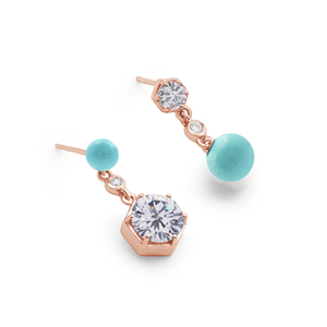 Fashionable Natural White Topaz & Turquoise Gemstone Prong Setting Drop <b>Earring</b> Solid 925 Sterling Silver <b>Fine</b> <b>Earring</b> For Women - Product Image 5