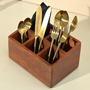 Indian Wooden Utensil <b>Storage</b> Cutlery Utensil Event Home Hotel Dinner <b>Table</b> Decorative Piece Handmade Wooden Utensil Holder - Product Image 6