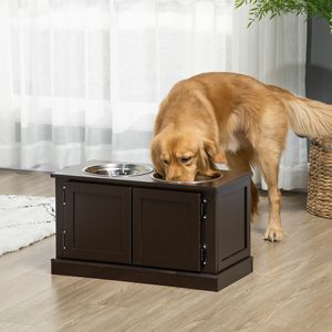 Ciotole Rialzate per Cani di Taglia Grande con Contenitore, Due Ciotole in Acciaio Inossidabile, Ispirate al Caffè - Product Image 1