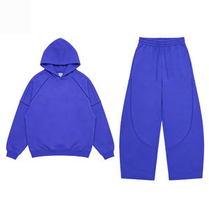 Ensemble de survêtements streetwear 100% coton, en molleton brodé, avec pantalon de survêtement et sweat à capuche personnalisés, unisexe - Product Image 4