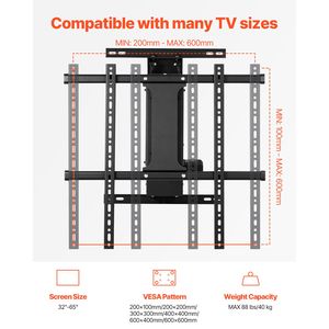 Supporto TV da Soffitto Motorizzato Elettrico Regolabile per TV da 32-65 Pollici, Staffa TV Ribaltabile - Product Image 3