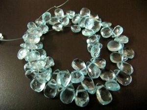Cuentas de Aguamarina Natural Azul, Forma de Pera Facetada, Tipo Briolette - Product Image 3