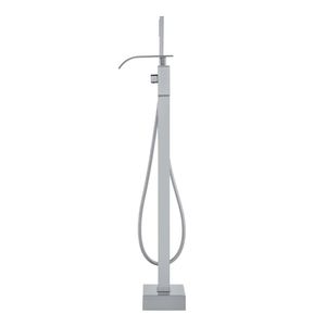 Rubinetto per vasca da bagno freestanding con doccia a pioggia, miscelatore a pavimento, rubinetto di riempimento vasca, rubinetteria con beccuccio girevole a 360 gradi e due modalità di getto d'acqua - Product Image 6