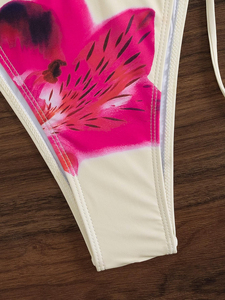 Beachwear Women New 2026 Swim Set Women's Floral Print Triangle Sexy Design Two Piece Neck Back Self Tie Low Rise Top <b>Bikini</b> Set - Product Image 6