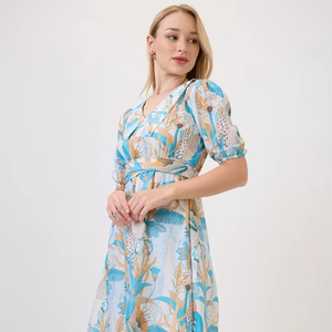 เดรสยาวปานกลางทรงห่อหุ้ม ดีไซน์หรูหรา สวมใส่สบาย คุณภาพสูง เอวธรรมชาติ เป็นมิตรต่อสิ่งแวดล้อม เหมาะสำหรับใส่ในฤดูร้อน ใส่ได้ทุกวัน ชุดเดินทาง ใส่สบายไม่ยุ่งยาก - Product Image 1