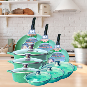 Ensemble de 5 casseroles en aluminium moulé sous pression avec revêtement céramique antiadhésif, couvercles en verre trempé, compatible gaz et induction, fabrication OEM - Product Image 6