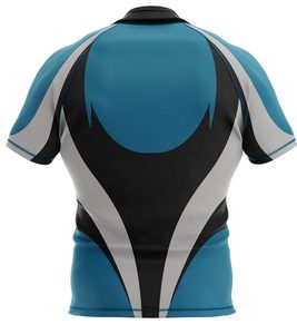 Maillot de rugby géométrique jaune, noir et blanc pour homme, manches courtes, en polyester respirant, coupe athlétique, impression sublimée - Product Image 4