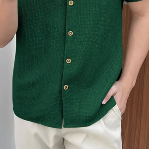 เสื้อเชิ้ตผู้ชายลายแปลกใหม่สำหรับฤดูร้อน น้ำหนัก 240 กรัม เนื้อผ้านุ่ม ยืดหยุ่น แขนสั้น สไตล์ลำลอง ติดกระดุม ทรงโอเวอร์ไซส์ เหมาะสำหรับกิจกรรมกลางแจ้ง ขายดี - Product Image 2