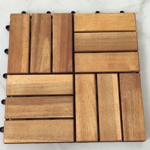 Baldosas de Madera de Teca Entrelazadas Cuadradas, Resistentes al Agua, para Terrazas y Jardines Exteriores, Diseño de Doble Bloqueo - Product Image 6