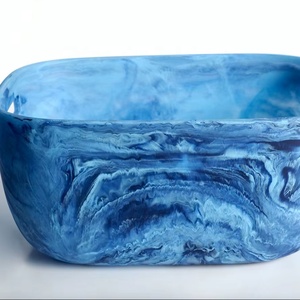 Resin Rectangle Ice Bucket Eco-Friendly Vintage Design Natural Color Wood Handicraft Handles Double Wall Waterproof for Parties - Product Image 1