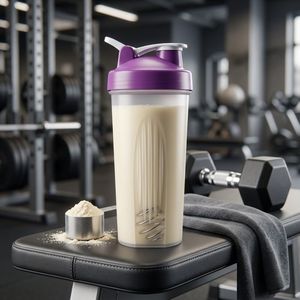 Bouteille shaker protéinée ronde en HDPE 600 ml, gobelet shaker en plastique transparent avec boule mélangeuse et couvercle à clapet pour la nutrition sportive, usine du Vietnam - Product Image 5
