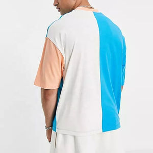 T-shirts d'été personnalisés de haute qualité 100% coton, coupés et cousus, impression graphique, logo, t-shirts color block pour hommes - Product Image 3