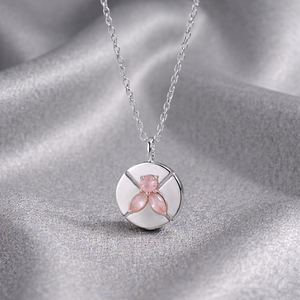 Wholesale Pink Chalcedony Faceted Round Pendant Necklace Silver Plated Gemstone Charm Handmade Jewelry Women - Product Image 1