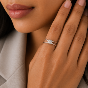 925 Sterling Silver Womens Square Cluster <b>Ring</b> with Cubic Zirconia Micro Pave Geometric Minimalist <b>Split</b> Band Design High Polish - Product Image 5