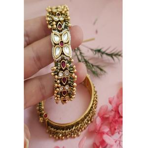 Conjunto de Brazaletes de Dos Piezas con Acabado Mate Antiguo y Chapado en Oro, con Moissanita, Estilo Moderno y Elegante para Mujer, Ideal para Bodas - Product Image 1