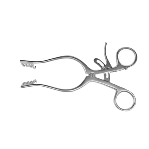 Rétracteur chirurgical manuel auto-serrant 4 x 4 dents, long, pour rétraction des dents postérieures et des muscles temporaires, 165 mm, en acier inoxydable de haute qualité - Product Image 1