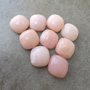AAA+ Natural Pink Opal Square <b>Cushion</b> Cut Cabochon Third Party Certified Flat Back Calibrated Loose Gemstone Rajasthan for - Product Image 5