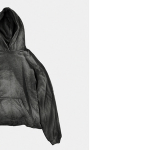 Sweat-shirt à capuche noir surdimensionné personnalisé, streetwear, en coton molletonné, fournisseur OEM ODM, vente en gros - Product Image 2