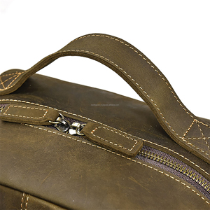 Men's Retro Genuine Leather <b>Backpack</b> Zipper Closure-Lightweight <b>Waterproof</b> <b>School</b> Travel Laptop Bag - Product Image 5
