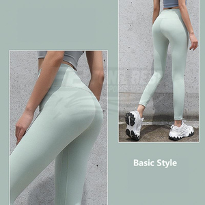 Pantalones de fitness ligeros de cintura alta para mujer, estilo europeo-americano, lisos, sin costuras, elásticos, para yoga y running - Product Image 5