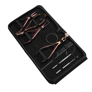 Rose Gold Hair Extension tools Kit Pulling <b>Hook</b> <b>Loop</b> Tools <b>Tape</b>-In Plier Tail Comb Razor 7-Inch Hair Extension Pliers Tail Comb - Product Image 1