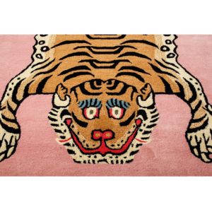 Tibetan Tiger Hand Tufted Wool Blush Pink Animal Print Coastal Eco-Friendly Organic Luxurious Home Decor Pile Area Rug - Product Image 5
