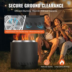 Braciere da Esterno Senza Fumo in Acciaio Inossidabile 15.4"H X 15.7"Dia con Bruciatore a Legna e Vassoio Cenere Rimovibile per Riscaldamento del Patio - Product Image 5