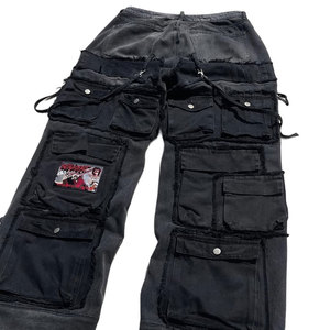 Pantalones Cargo de Mezclilla para Hombre, Talla Grande, Estilo Desgastado y Roto, Corte Holgado, Cintura Media, Bolsillos con Parches, 100% Algodón - Product Image 4