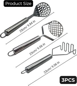 ที่บดมันฝรั่งสแตนเลสแบบหนา ทนทาน ด้ามจับตามหลักสรีรศาสตร์ ป้องกันสนิม อุปกรณ์ครัวสำหรับบดละเอียด - Product Image 2