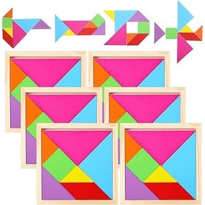 Wudly Puzzle Tangram en bois multicolore de 8 pièces certifié sûr pour les enfants de 3 ans et plus Jouet éducatif de développement de l'esprit - Product Image 4