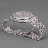 Montre unisexe VVS Clarity en argent sterling 925, luxe, cadran en verre antique, mouvement à quartz entièrement serti de diamants, style hip-hop