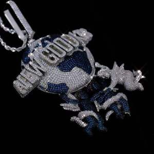 Colgante de Moissanita Ice Cube, Dije de Letra con Globo Azul, Collar Hip Hop de Plata 925, Joyería Personalizada, Certificado EGL, Unisex - Product Image 3